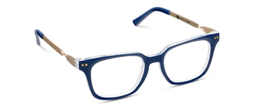 Peeper + LP/ Sidebar Eyeglasses/ Navy + Rosemary Stripe Indigo