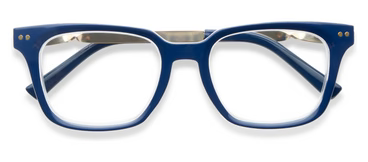 Peeper + LP/ Sidebar Eyeglasses/ Navy + Rosemary Stripe Indigo
