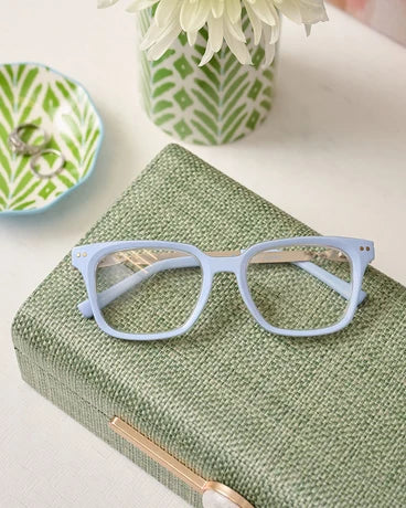 Peepers + LP/ Sidebar Eyeglasses/ Light Blue + Rosemary Stripe Lavender