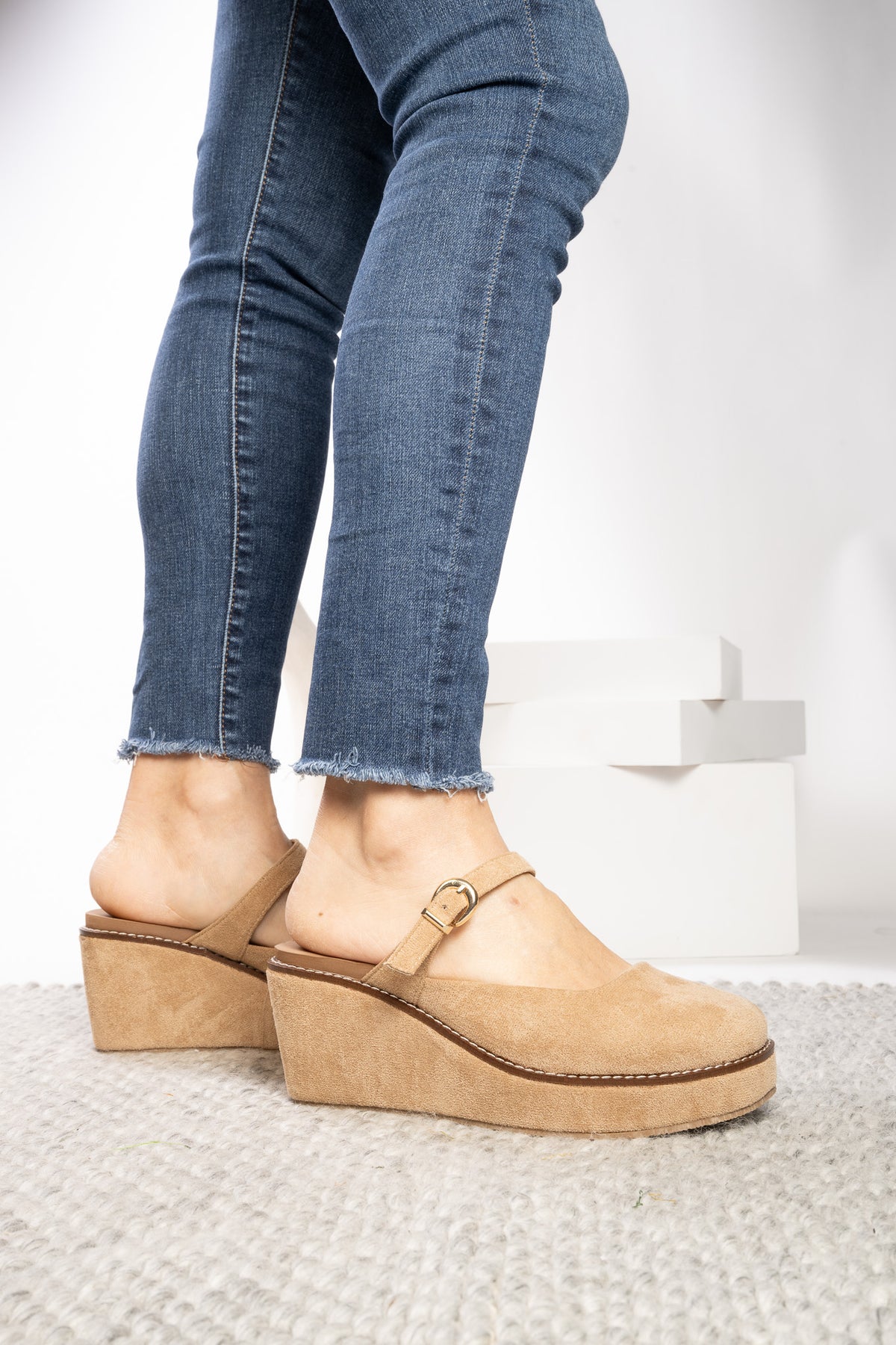 Corkys/ The Me Time Clog/ Camel Faux Suede