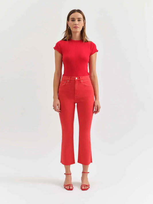 DAZE/ The Shy Girl HR Crop Flare Raw Cut/ Cherry