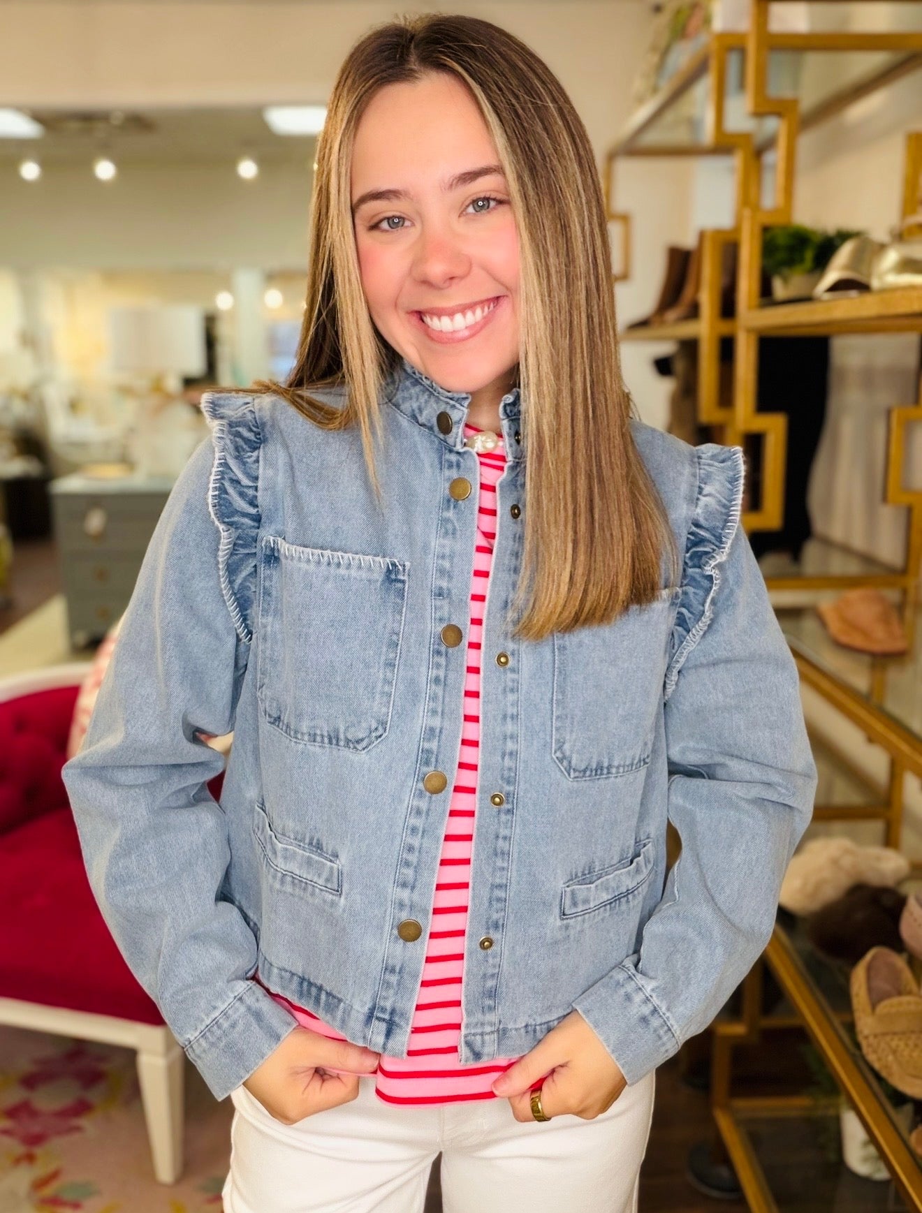 The Folly Frill Denim Jacket