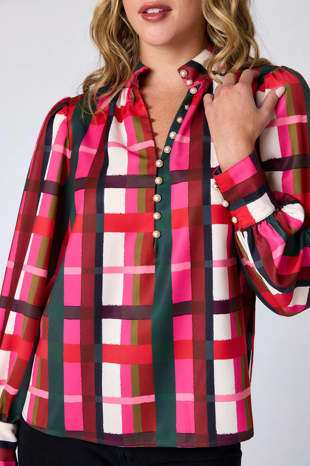 CROSBY/ Leland Blouse/ Holiday Plaid/ FINAL SALE
