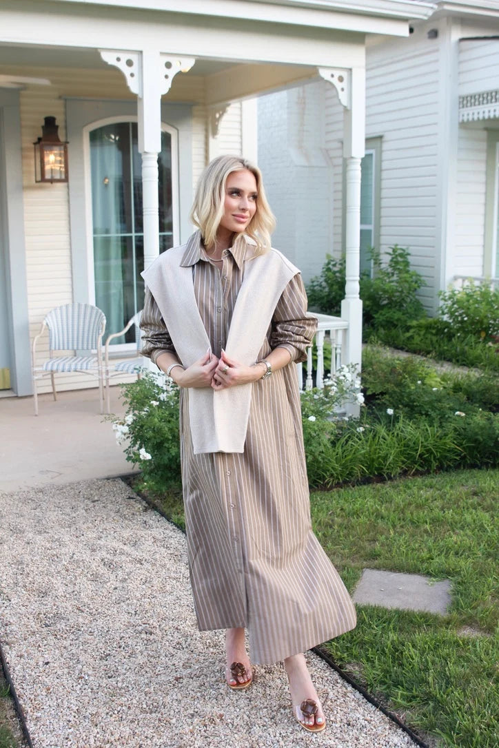 Karlie/ The Hailey Stripe Poplin Sweater Dress