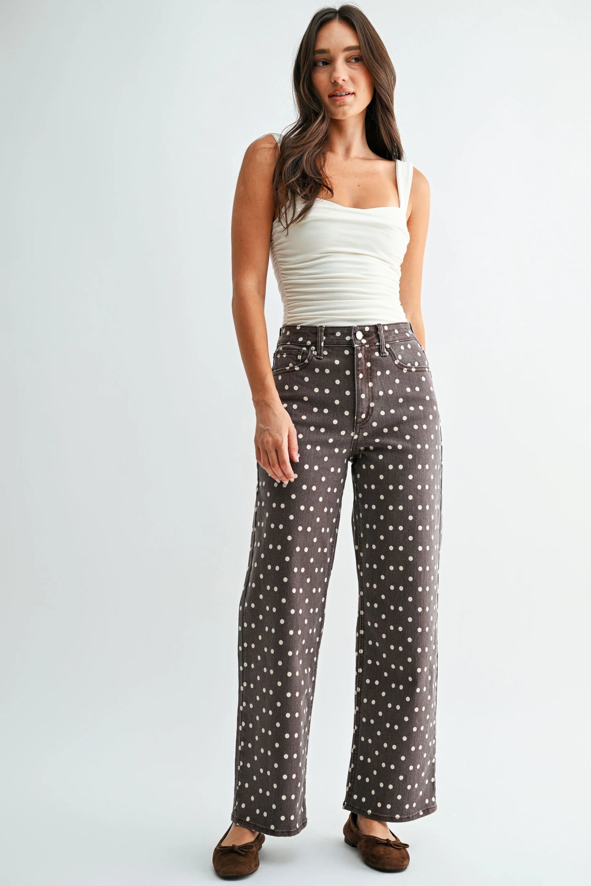 JBD/ HR Vintage Straight/ Brown Polka Dot
