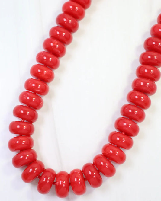 The Pipestone Marble Beaded Necklace/ Red