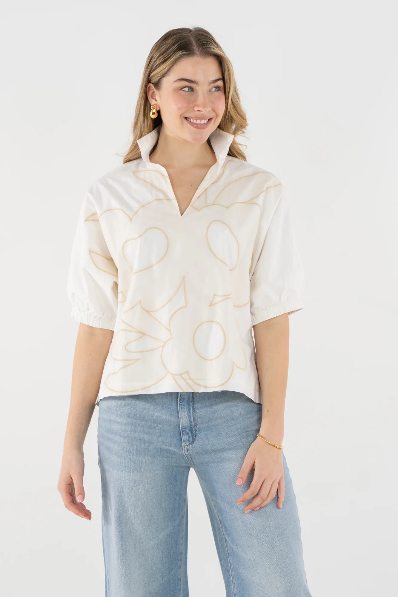 Emily McCarthy/ The Poppy Top/ Beige Bloom / FINAL SALE