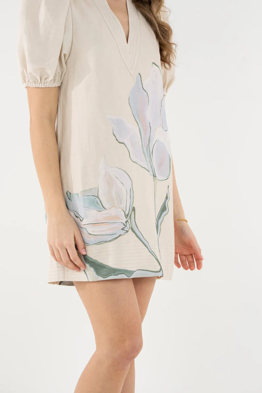 Emily McCarthy/ The Hampton Mini Dress/ Lavender Fields