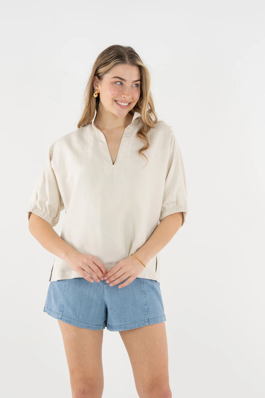 Emily McCarthy/ The Poppy Top/ Sandshell Linen