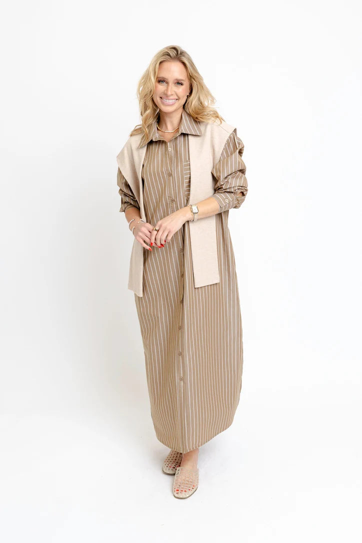 Karlie/ The Hailey Stripe Poplin Sweater Dress