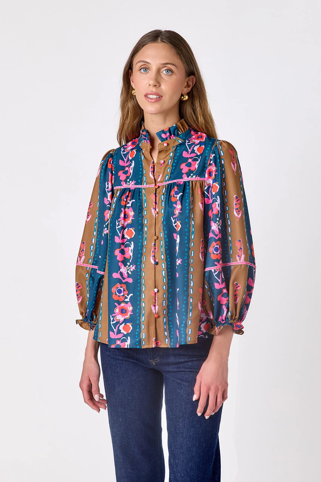 CROSBY/ The Worth Blouse/ Tapestry Stripe