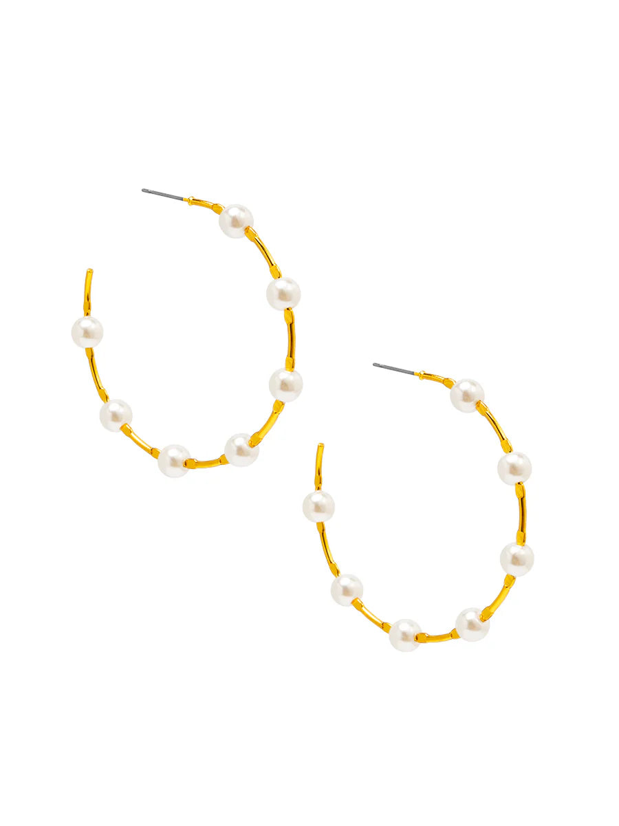 The Spaced Pearl Hoop Earring