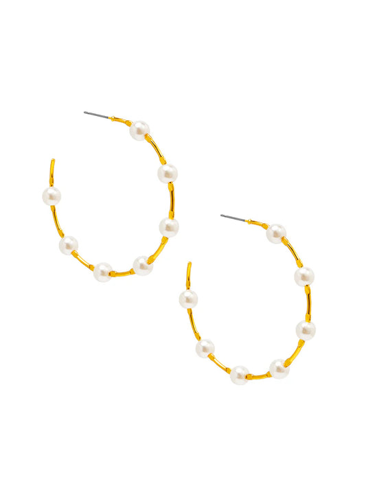 The Spaced Pearl Hoop Earring