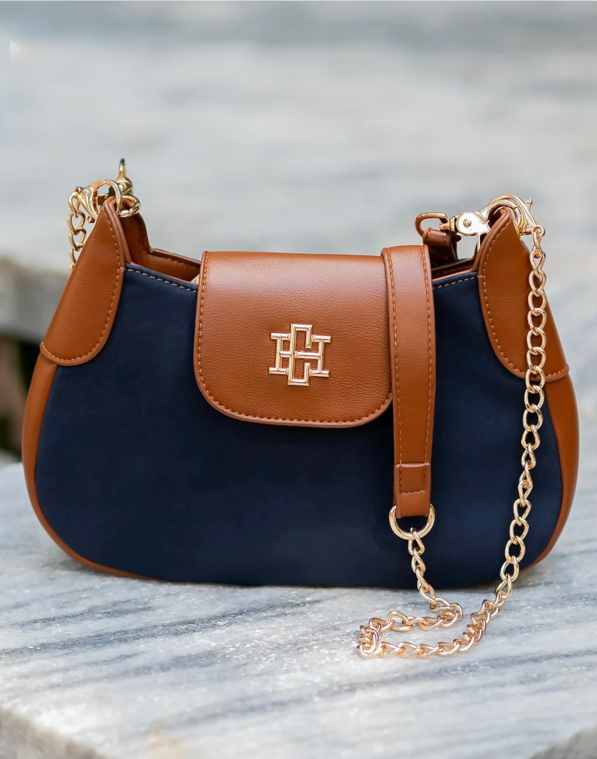 The Leighton Crossbody/ Navy Suede