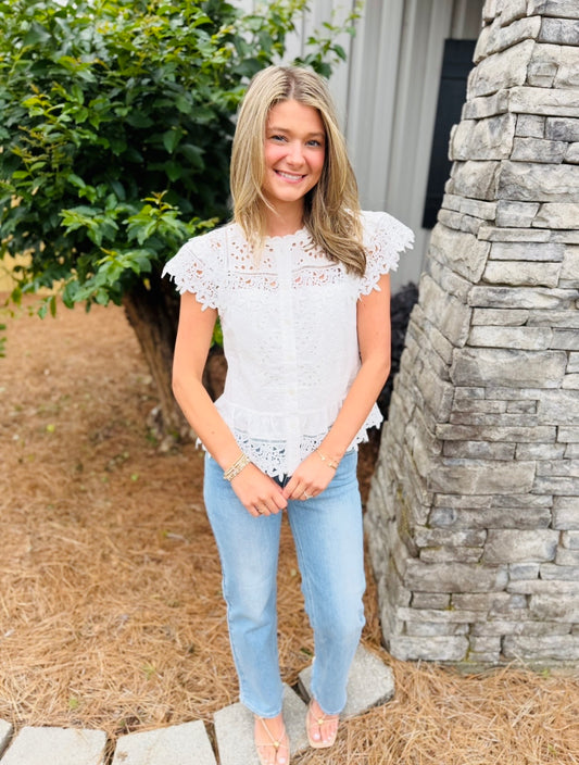 The Lace & Eyelet Peplum Blouse