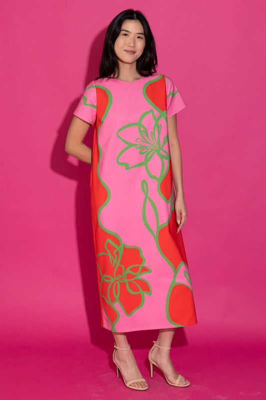 Alden Adair/ The Elliot Dress/ Fuschia Outline