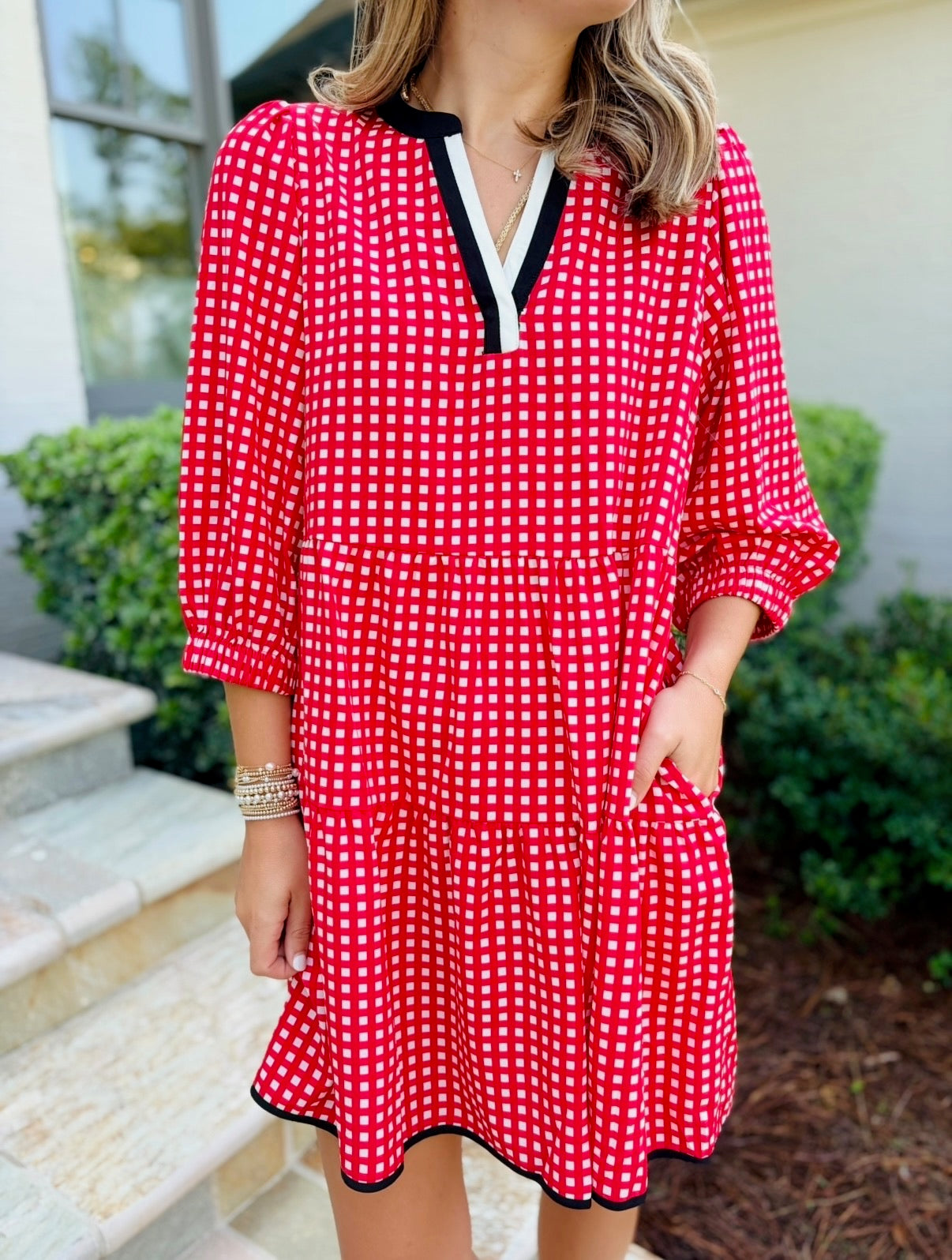 MS/ The Cooper Dress/ Gingham Red + Black