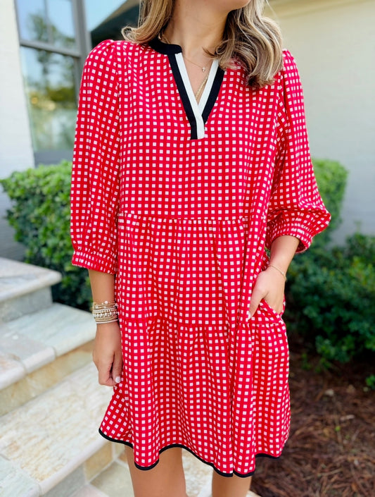 MS/ The Cooper Dress/ Gingham Red + Black