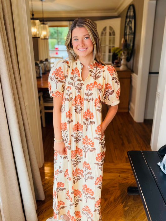 The Fall Time Floral Midi