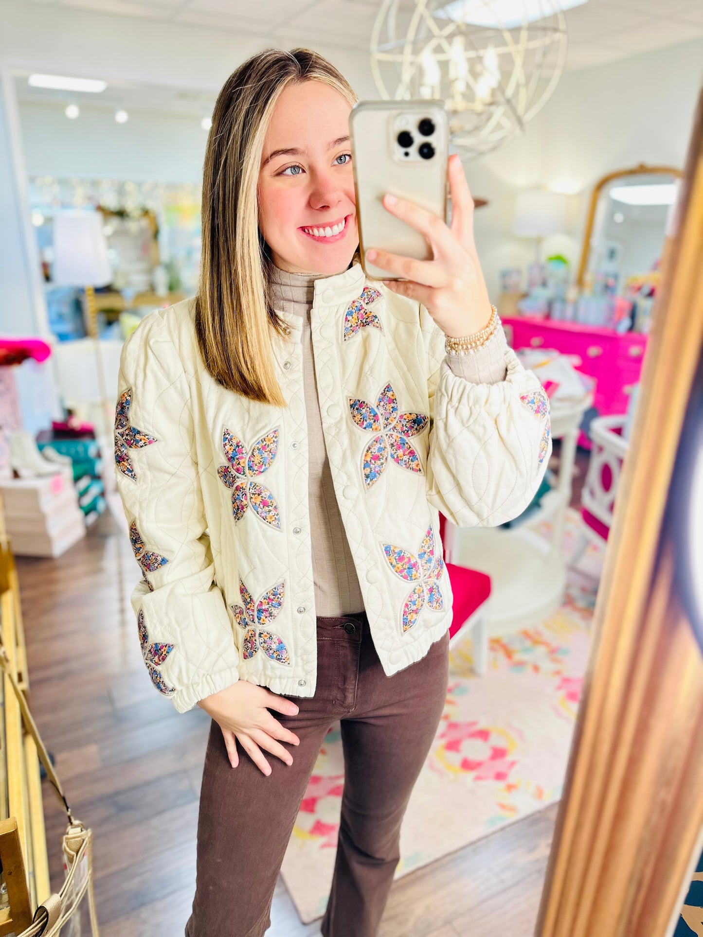 The Floral Appliques Quilted Jacket