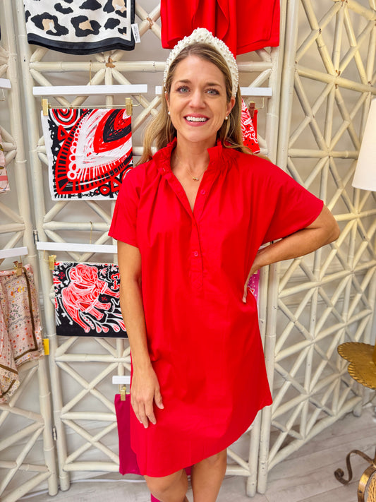 The Emma Shift Dress/ Red