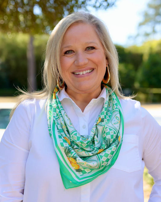 The Naples Citrus Print Scarf/ Green