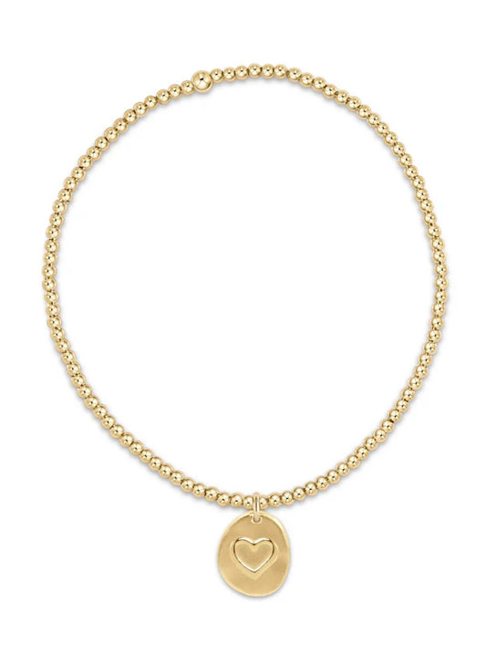 ENewton/ Classic Gold 2mm Bead Bracelet-Inspire Love Small Gold Charm