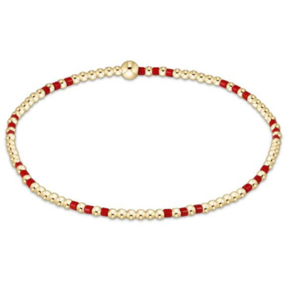 ENewton/ Gameday Hope Joy Pattern 2mm Bead Bracelet/ Bright Red