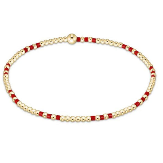 ENewton/ Gameday Hope Joy Pattern 2mm Bead Bracelet/ Bright Red