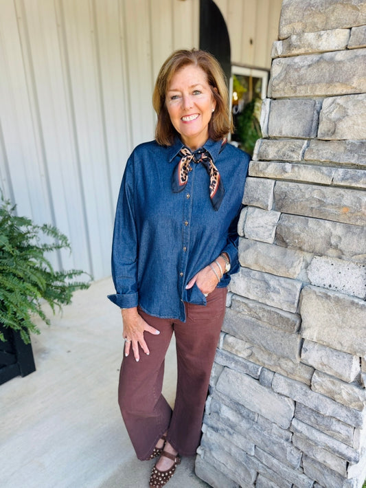 The Danla Denim Scarf Top