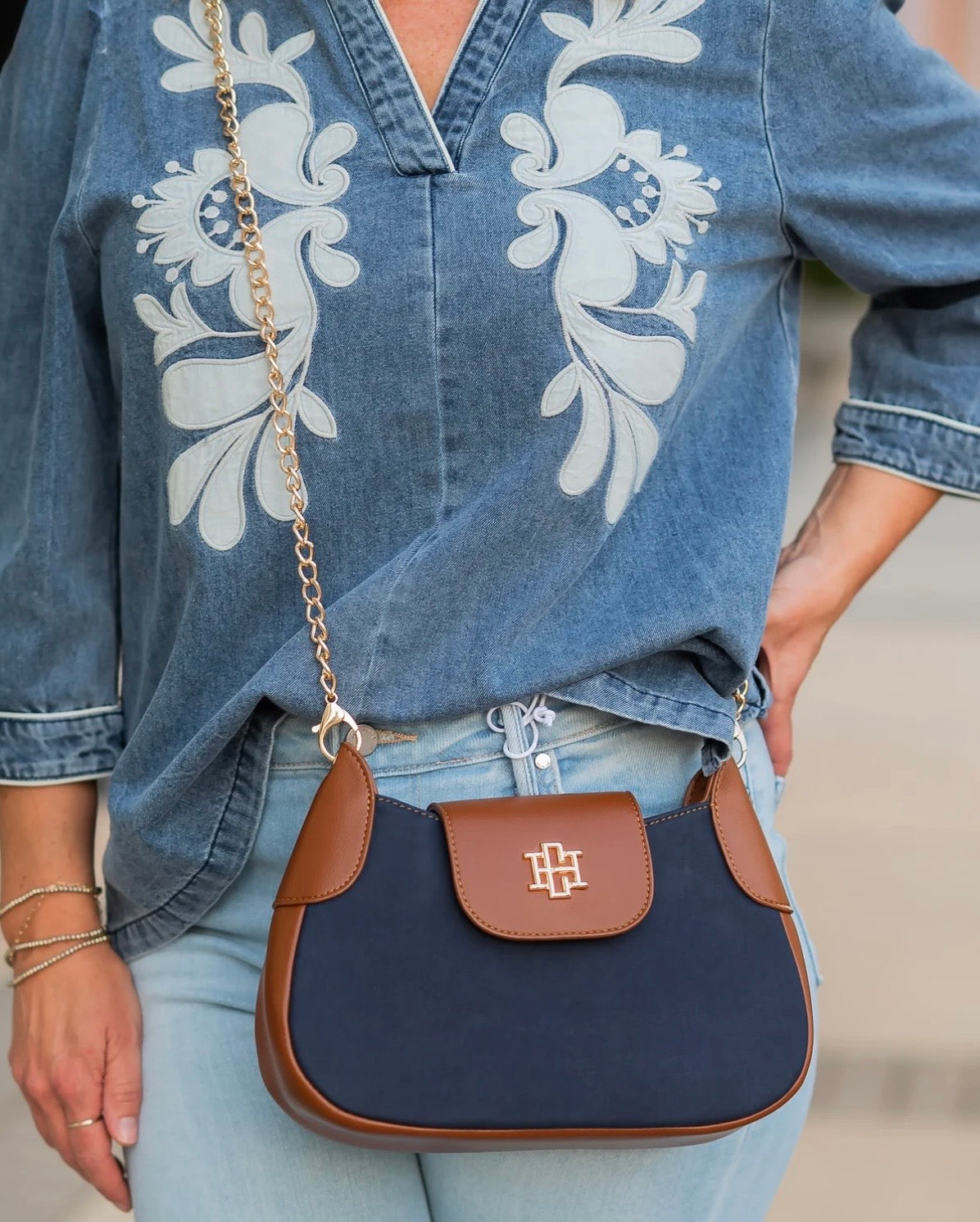 The Leighton Crossbody/ Navy Suede