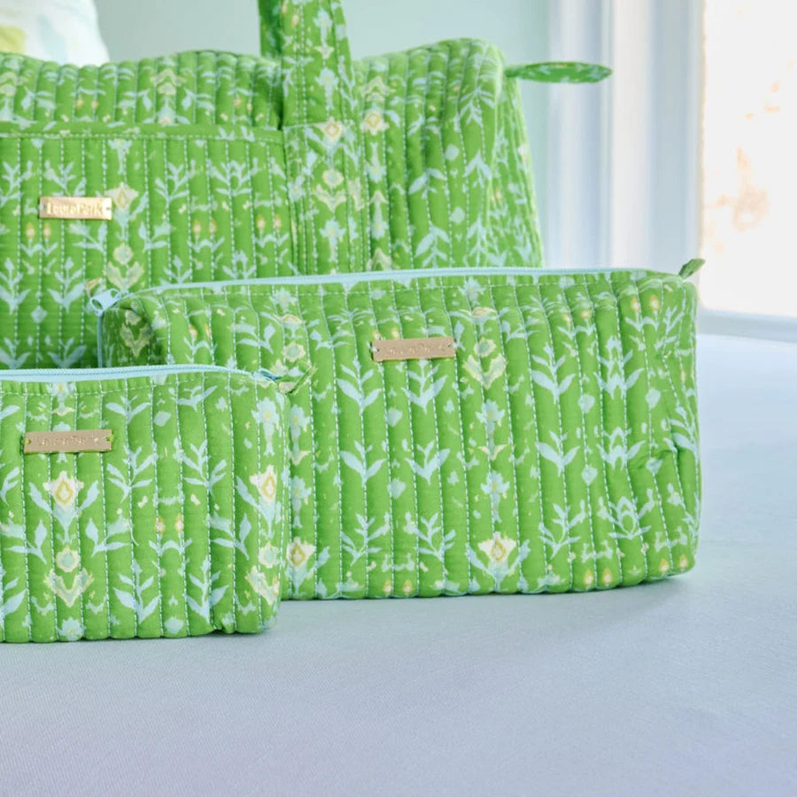 Laura Park/ Signature Large Cosmetic Bag/ Petal Garden Green