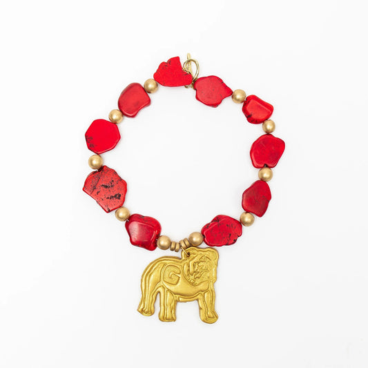 Hidden Truth Jewelry/ Red Nuggets with Bulldog Necklace