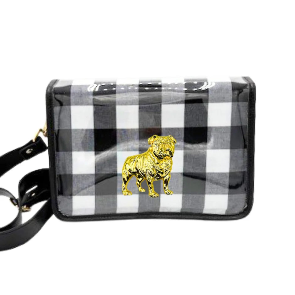 The Black + White Buffalo Check Clear Stadium Bag w/ Bulldog
