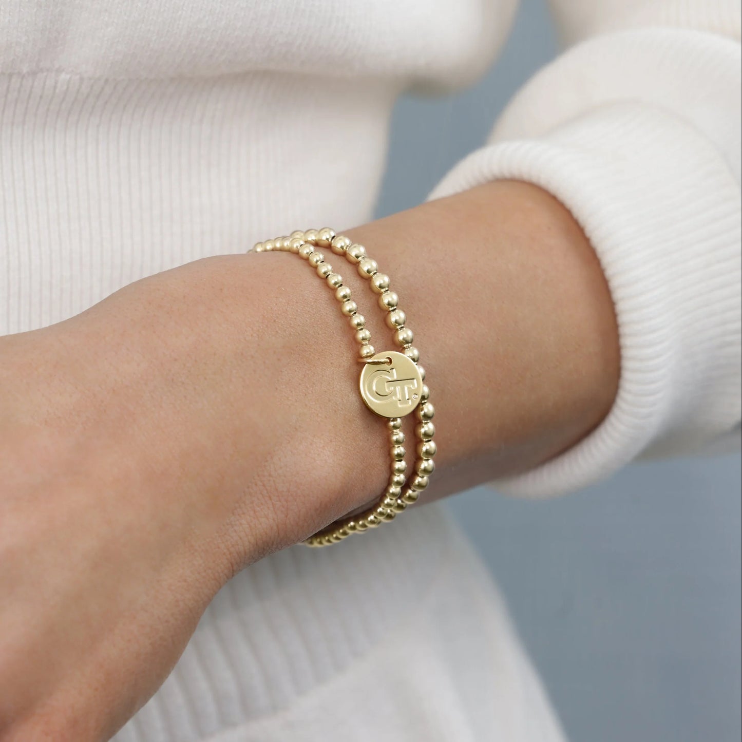 ENewton/ ECollegiate Classic Gold 3MM Bracelet-GA Tech Disc
