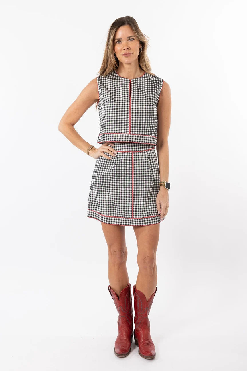 The Emmy Set/ SKIRT ONLY/ Black Gingham + Red