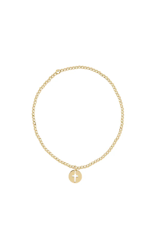 ENewton/ Classic Gold 2MM Bead Bracelet-Blessed Small Gold Disc