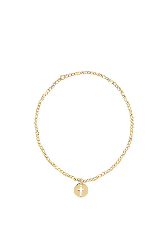 ENewton/ Classic Gold 2MM Bead Bracelet-Blessed Small Gold Disc