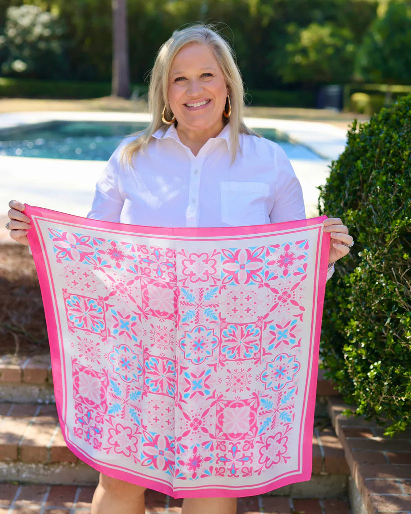 The Sorrento Mosaic Print Scarf/ Pink