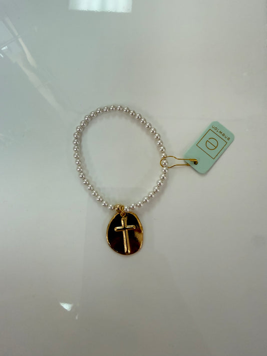 ENewton/ Classic Pearl 4mm Bead Bracelet-Inspire Gold Charm