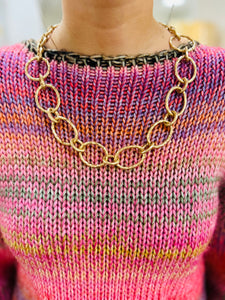 Bliss Hammered Chain Link Statement Necklace