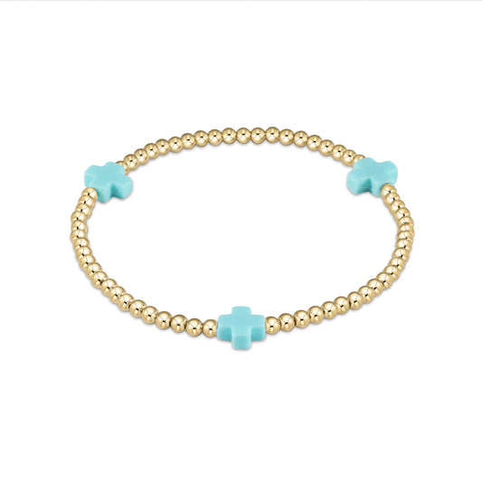 egirl signature cross gold pattern 3mm bead bracelet