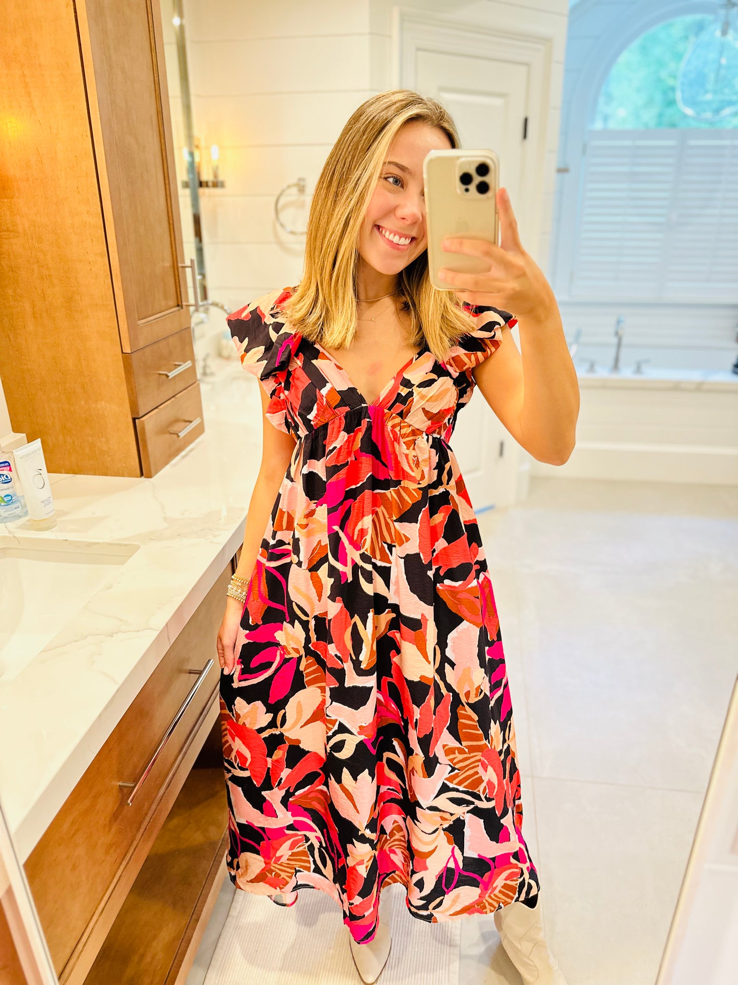 Autumn Sunset Floral Maxi Dress