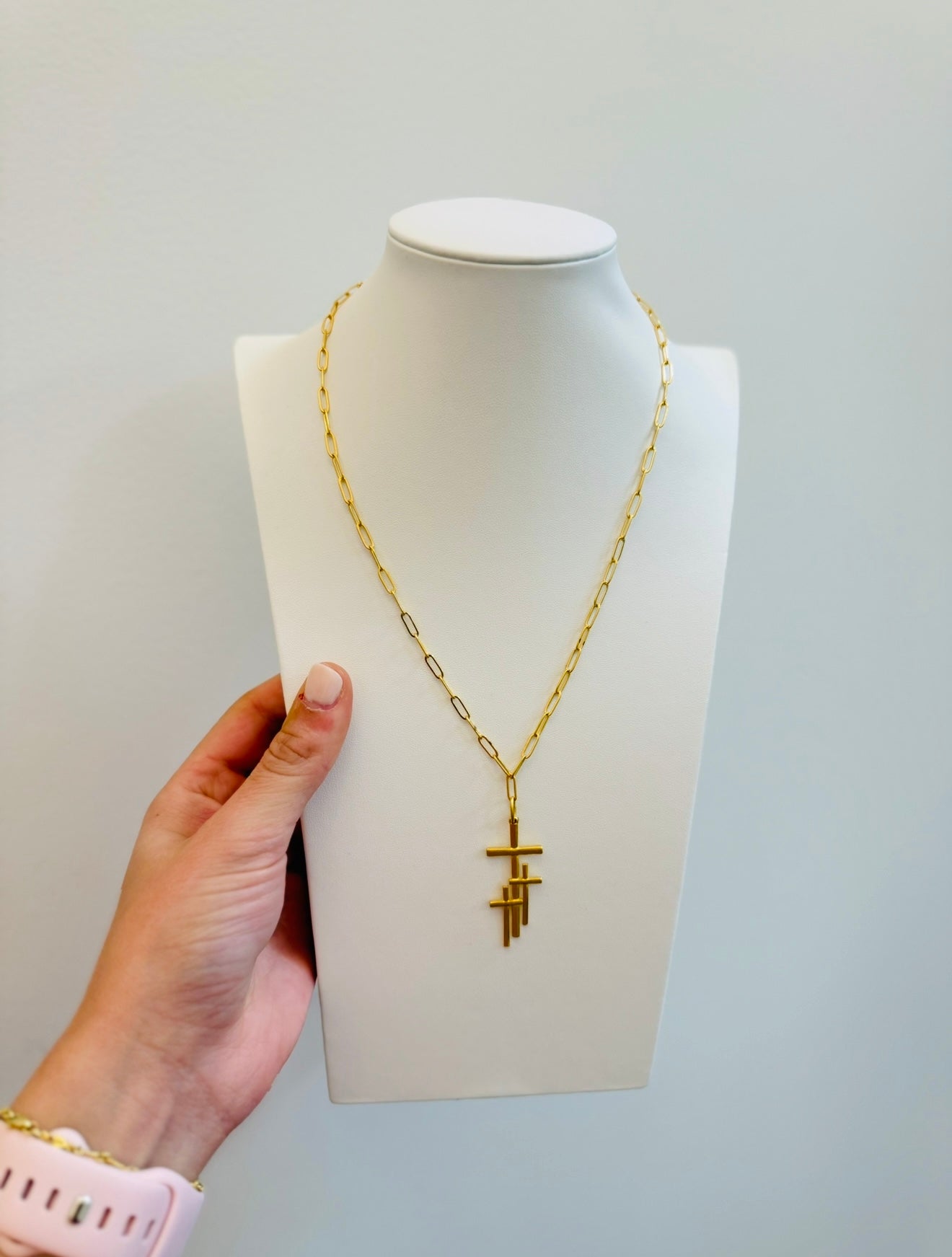 Susan Shaw/ Triple Cross Paperclip Necklace