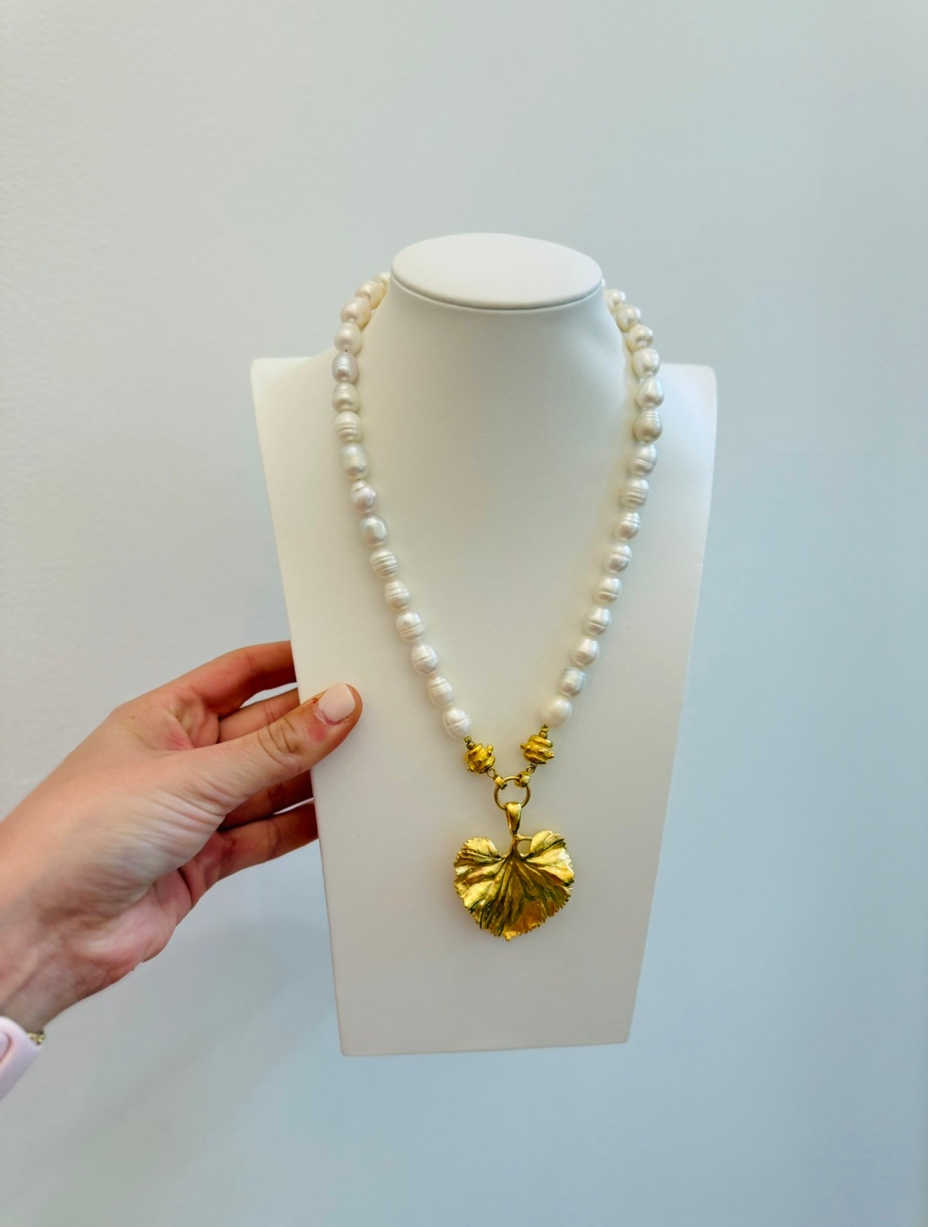 Susan Shaw/ Handcast Scalloped Leaf Necklace