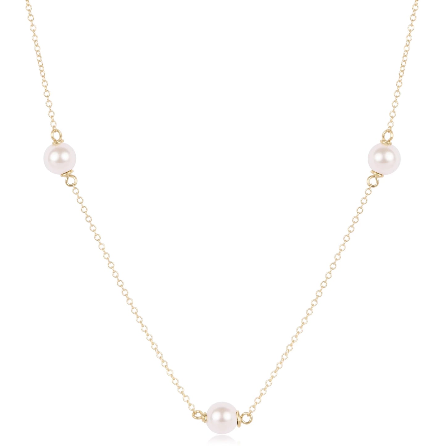 ENewton/ 15” Choker Simplicity Chain Gold-Pearl 6MM