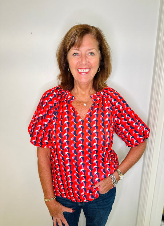 The Pop of Color Peasant Top