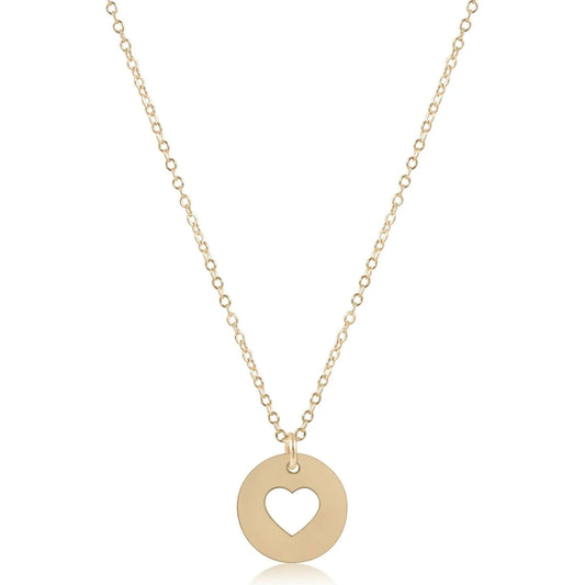 ENewton/ 16" Necklace Gold-Love Gold Disc