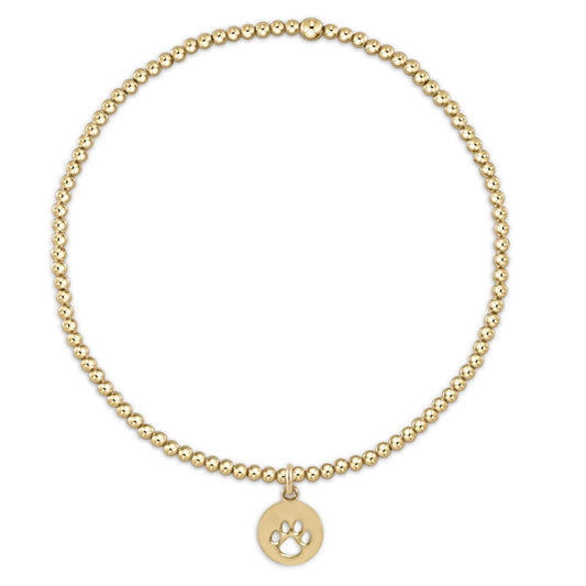 ENewton/ Classic Gold 2mm Bead Bracelet-Paw Print Small Gold Disc