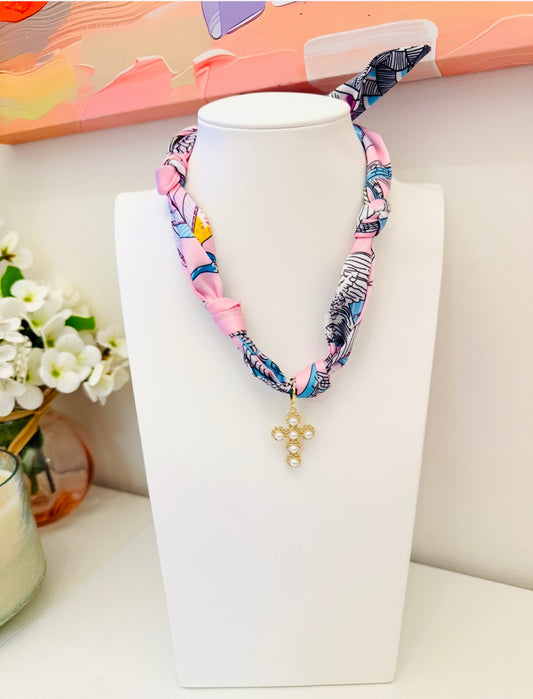 The Create Your Own Necklace-Scarf E-Pearl Cross